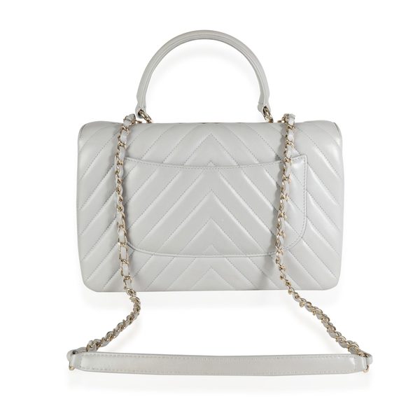 Chanel Gray Chevron Quilted Lambskin Trendy CC Top Handle Flap Bag - Picture 3 of 8